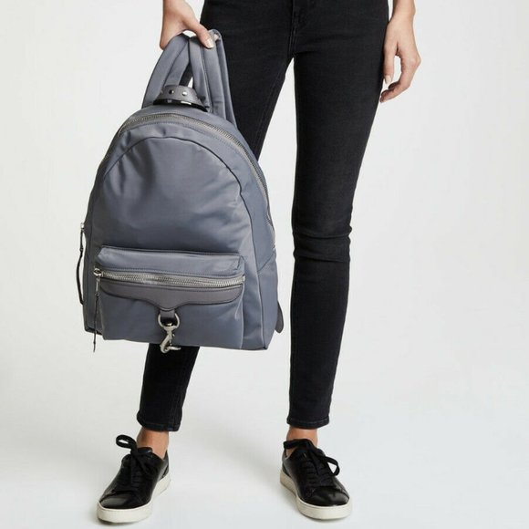 ❤️ NWT REBECCA MINKOFF Always on MAB Large Nylon Backpack GREY AUTHENTIC